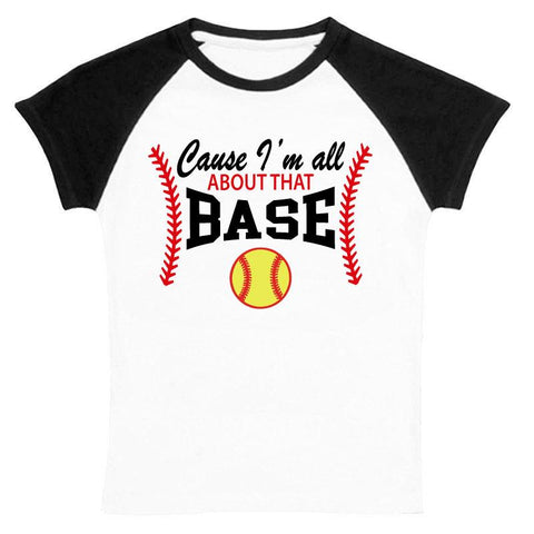 All About That Base Softball Shirt Raglan Black Mommy Me Short Sleeve
