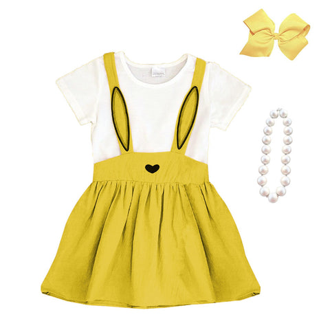 Mustard Bunny Ears Dress Heart