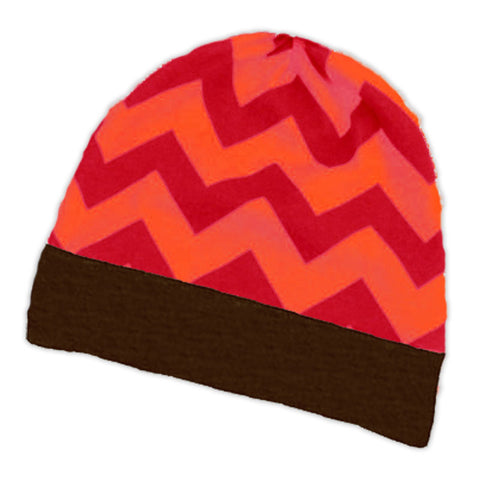 Red Orange Chevron Brown Beenie Hat