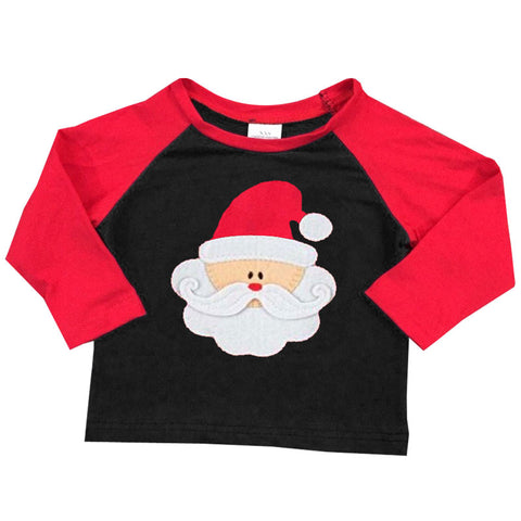 Santa Shirt Black Red Raglan